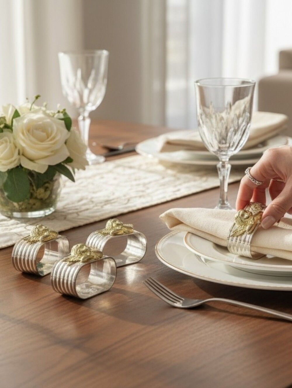 Dept 56 Silver Cherub plated napkin rings